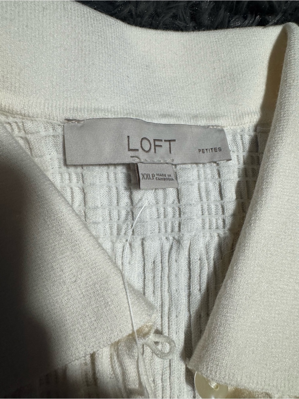 LOFT Cream Collared Ruffle-Hem Button Cardigan - Picture 4 of 5